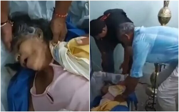 A woman came back to life at her "funeral" despite doctors pronouncing her dead, and her son captured it all on camera